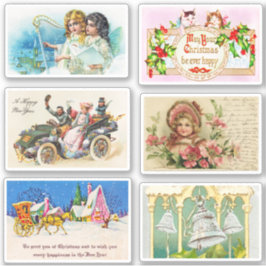 Pretbedrukte Vintage Kerstkaarten voor Scrapbookin Sticker