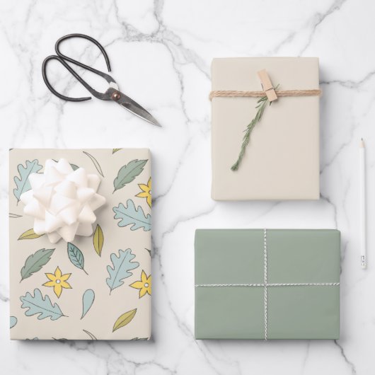 Pretbladpatroon met bijpassende kleur inpakpapier vel (Voorkant)