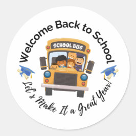Pretbussticker voor kinderen ronde sticker