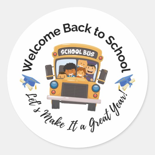 Pretbussticker voor kinderen ronde sticker (Voorkant)