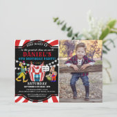 Pretcircus Kinderfoto | Kermis Verjaardag Kaart (Staand voorkant)