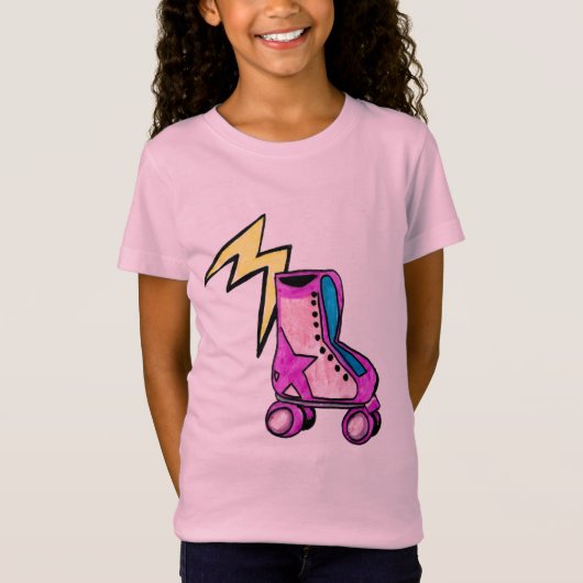 PreTeen Girl's Retro Rollerskate Shirt (Voorkant)