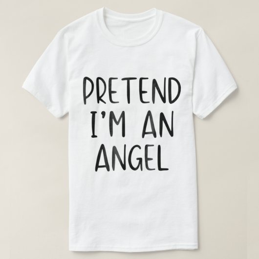 Pretend Angel Costume Halloween Lazy Easy T-shirt (Design voorkant)