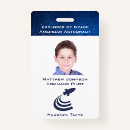 Pretend Astronaut Badge voor Kinderen Gepersonalis