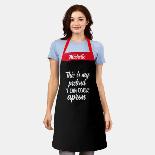 Pretend I Cook Apron - Funny Custom Kitchen Gift Schort (Gedragen)