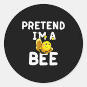 Pretend I'm A Bee Funny Lazy Easy Halloween Costum Ronde Sticker (Voorkant)