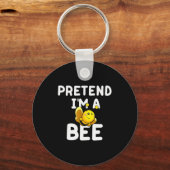 Pretend I'm A Bee Funny Lazy Easy Halloween Costum Sleutelhanger (Voorkant)