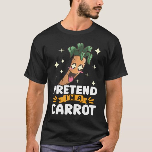 Pretend Im A Carrot Face Funny Vegan Vegetable Far T-shirt (Voorkant)