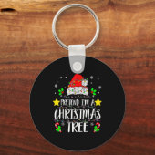Pretend I'm A Christmas Tree Funny Christmas Costu Sleutelhanger (Voorkant)
