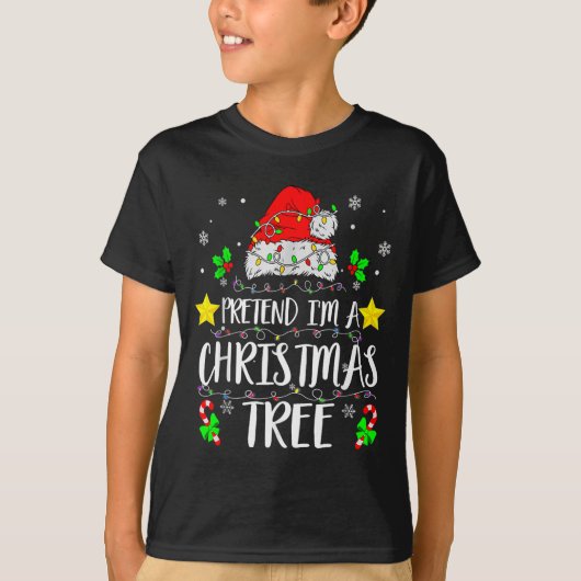 Pretend I'm A Christmas Tree Funny Christmas Costu T-shirt (Voorkant)