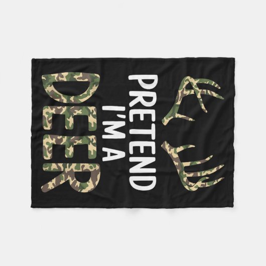 Pretend I'm A Deer Lazy Mens Womens Funny Hallowee Fleece Deken (Voorkant (Horizontaal))