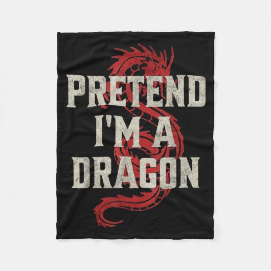 Pretend I'm A Dragon Funny Lazy Halloween Costume Fleece Deken (Voorkant)