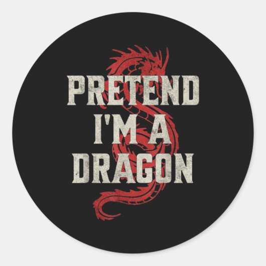 Pretend I'm A Dragon Funny Lazy Halloween Costume Ronde Sticker (Voorkant)
