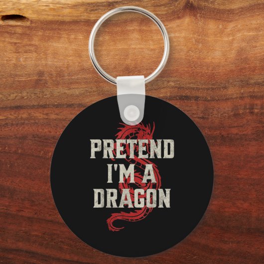 Pretend I'm A Dragon Funny Lazy Halloween Costume Sleutelhanger (Voorkant)