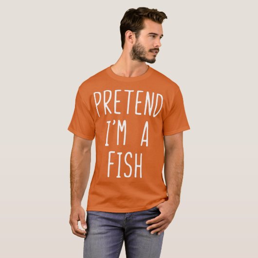 Pretend Im A Fish Costume Halloween Lazy Easy T-shirt (Voorkant volledig)