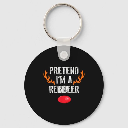 Pretend I'm A Reindeer Funny Lazy Christmas Mens W Sleutelhanger (Voorkant)