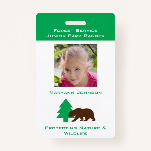 Pretend Park Ranger Badge voor Kinderen Gepersonal (Voorkant)