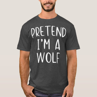 Pretend Wolf Costume Halloween Lazy Easy  T-shirt