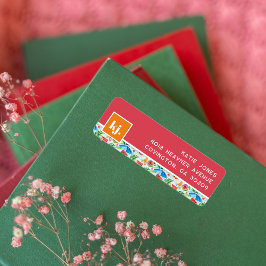 Pretentielabel met monogram voor retouradres voor etiket