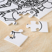 Pretentieloos grillige zwart-wit vogels gemêleerd  legpuzzel (Zijkant)