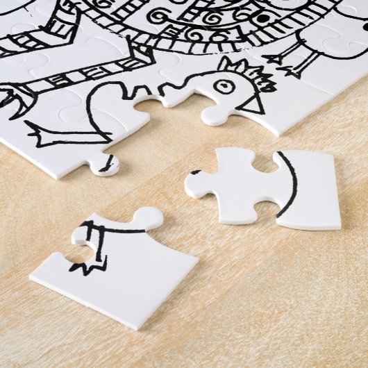 Pretentieloos grillige zwart-wit vogels gemêleerd  legpuzzel (Zijkant)