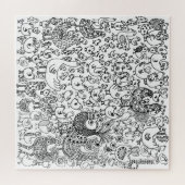 Pretentieloos grillige zwart-wit vogels gemêleerd  legpuzzel (Horizontaal)