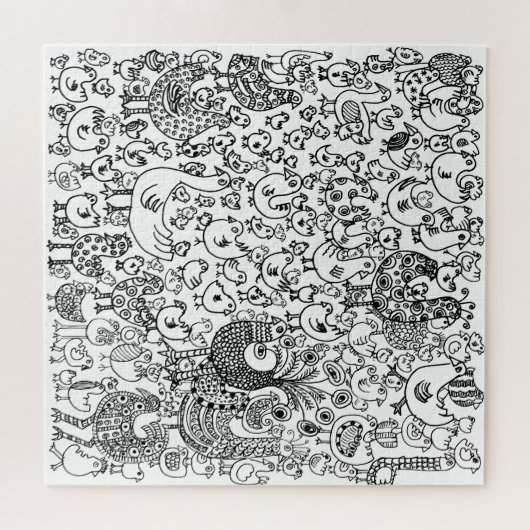 Pretentieloos grillige zwart-wit vogels gemêleerd  legpuzzel (Horizontaal)