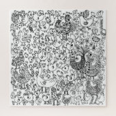 Pretentieloos grillige zwart-wit vogels gemêleerd  legpuzzel (Verticaal)