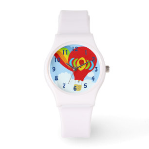 Pretentieloos Rood Heet Luchtballon Cartoon Ontwer Horloge
