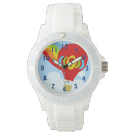 Pretentieloos Rood Heet Luchtballon Cartoon Ontwer Horloge