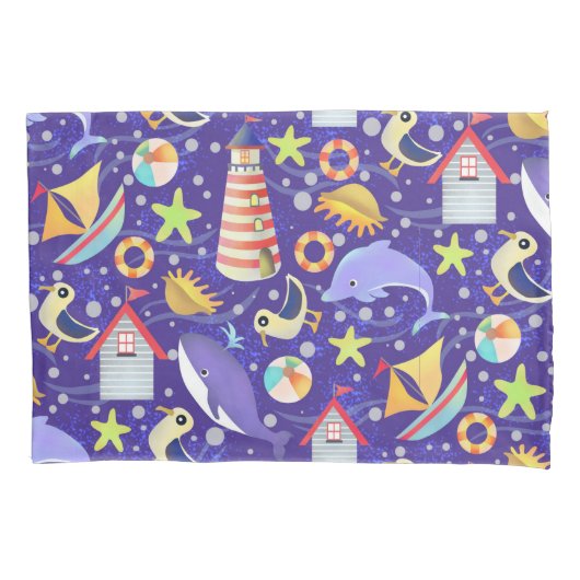 Pretentieloos strand marineblauw kussensloop (Voorkant)