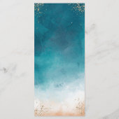 Pretentieloos strand turquoise en gouden menu (Achterkant)