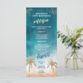 Pretentieloos strand turquoise en gouden menu (Staand voorkant)