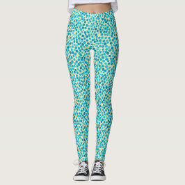 Pretentieloos trendy abstract teal geel waterverfp leggings