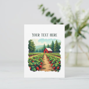 Pretentieloze aardbeienboerderij aanpasbaar briefkaart