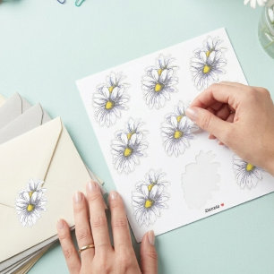 Pretentieloze bloemrijke waterverf Madeliefjes cad Sticker