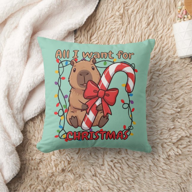 Pretentieloze Capybara Kerstverlichting Feestje Kussen (Deken)