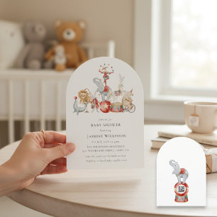 Pretentieloze Circus Baby Shower met qr-code uitno Kaart