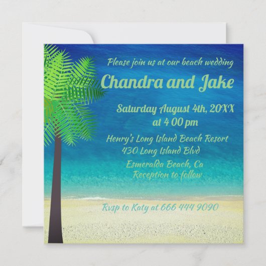 Pretentieloze droomstrand bruiloftsinvito kaart (Voorkant)