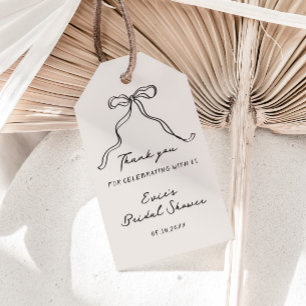 Pretentieloze handgeschreven lint bruiloft feest cadeaulabel