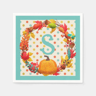 Pretentieloze herfst pompoen krans polka stippen t servet