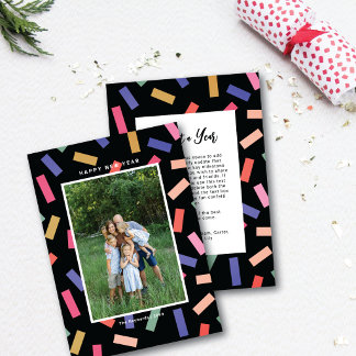 Pretentieloze Kleurrijke Confetti Gelukkig Nieuwja Feestdagenkaart