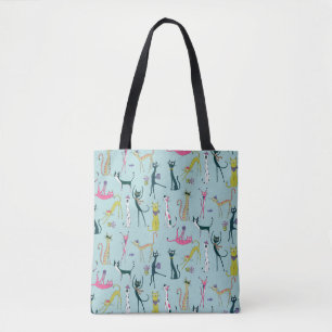 Pretentieloze Kleurrijke Grappige Katten Patroon Tote Bag