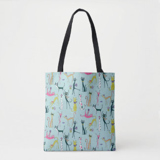 Pretentieloze Kleurrijke Grappige Katten Patroon Tote Bag