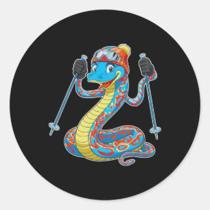 Pretentieloze Kleurrijke Skilift Slang Winter Avon Ronde Sticker