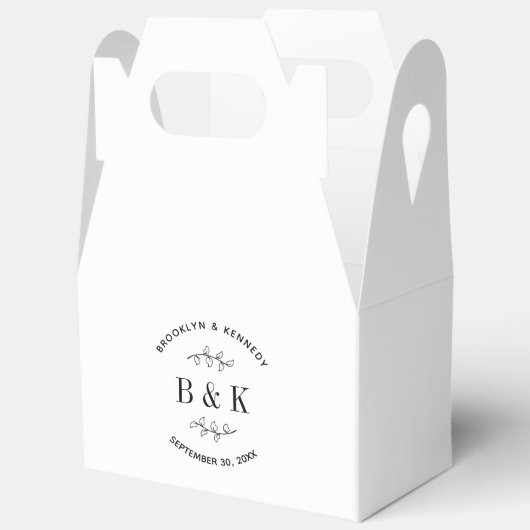 Pretentieloze monogram bloem botanische trouw kopp bedankdoosjes (Open)