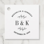 Pretentieloze monogram bloem botanische trouw kopp bedankjes labels (Voorkant)