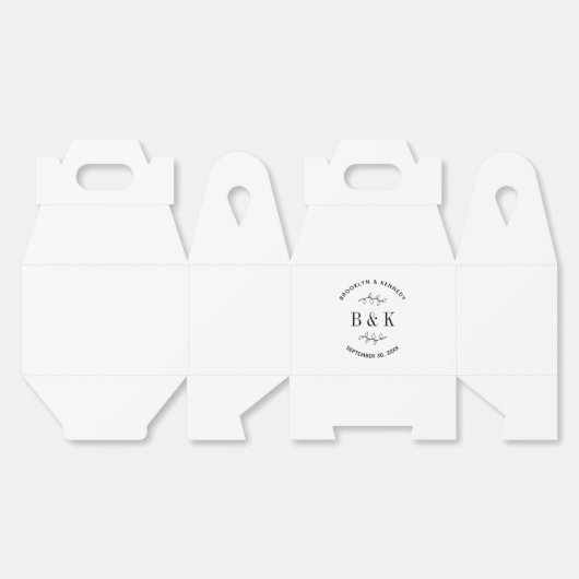 Pretentieloze monogram bloemige botanische huwelij bedankdoosjes (Ongevouwen)