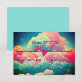 Pretentieloze Pastel Kleurige Wolken Trouw RSVP (Voorkant / Achterkant)