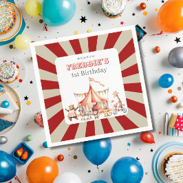 Pretentieloze Rode en Witte Circus Kinderfeestje Servet